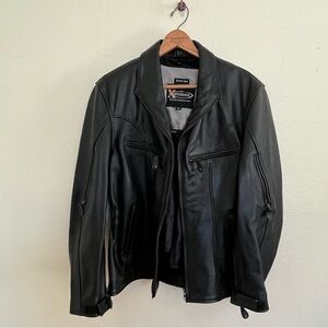 Xelement Advanced Motorcycle Gear Black Leather Jacket With Zip Out LinerSize XL